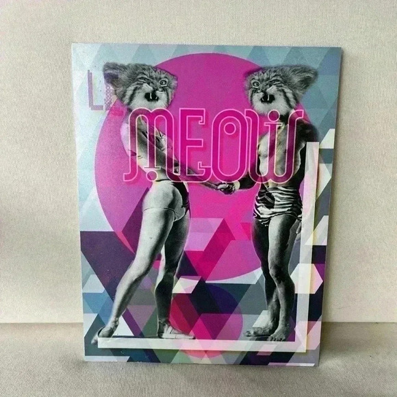 Cat art print on metal plate 8x10“ Meow modern art digital collage - Picture 5 of 5